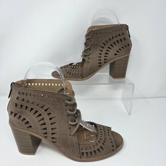 Canyon River Blues High Block Heels Womens 8 M Renee Gladiator Brown Faux Suede - Picture 1 of 10